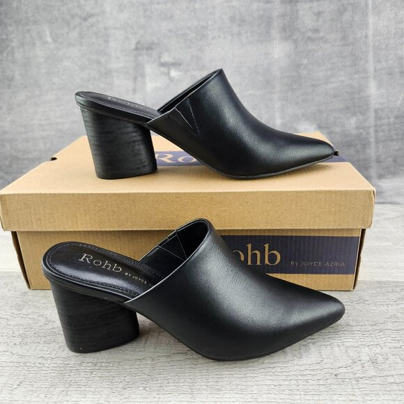 ROHB Shoes - Rohb By Joyce Azria Women 6 Willow Point Closed Toe Mules Black PU ***Tried ON**